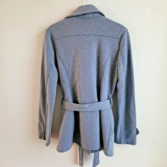 Double Breasted Peacoat Womens S Gray Belted Ambiance Apparel - Picture 7 of 16